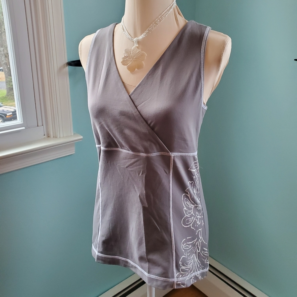 Eddie Bauer tank top.Grey with white floral design